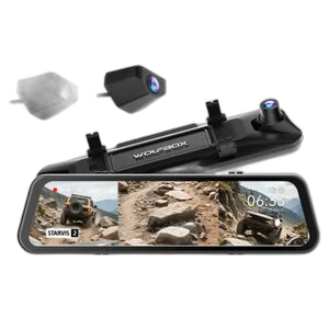 Wolfbox G900 Tripro Bumper Rearview Mirror Dash Camera - Black - G900-TRIPROBUMPER