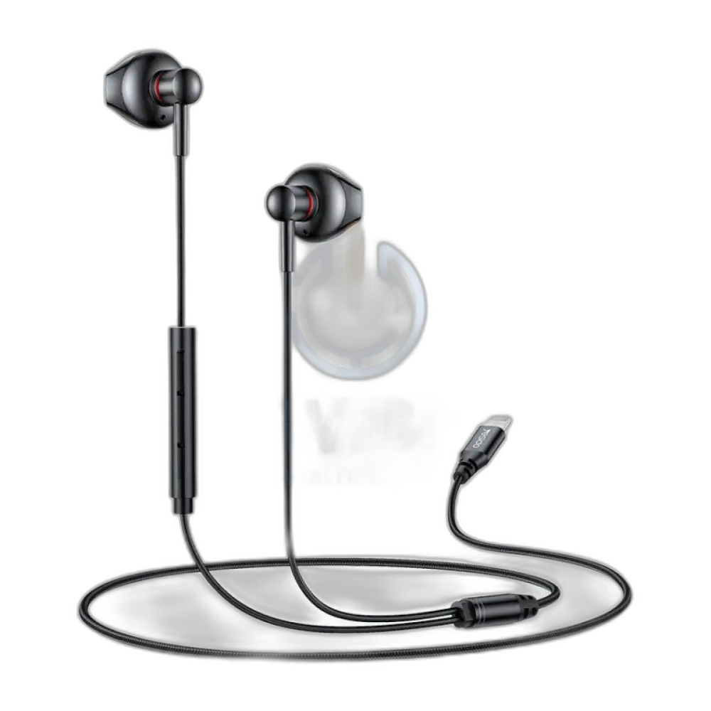 Yesido YH48 8 Pin Metal Line-Control In-Ear Wired Earphone - 1.2M / Lightning