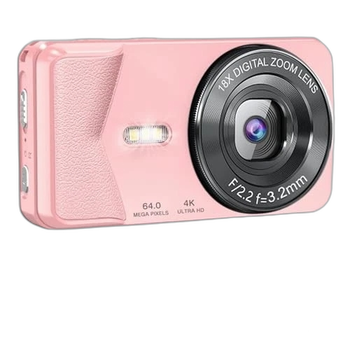 qztcamera A59 4K Digital Camera 64MP AF 18x Zoom 32GB Pink Webcam Kids Japan